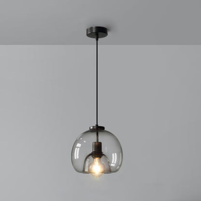 Spherical Glass Pendant Light Modern Double-Layer Globe Smoke & Amber Hanging Lamp