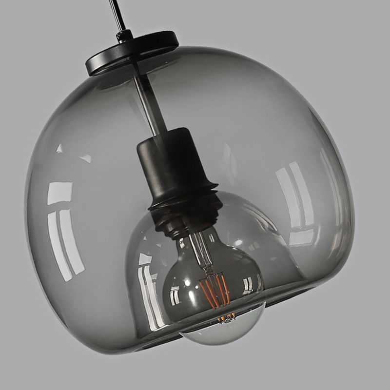 Spherical Glass Pendant Light Modern Double-Layer Globe Smoke & Amber Hanging Lamp
