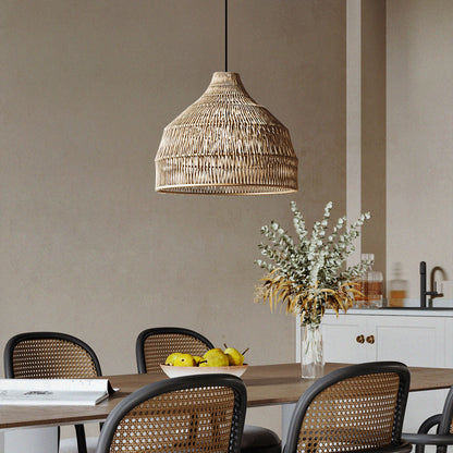 Rattan Pendant Light Woven Lampshade-[Modern pendant lighting for bedroom and living space]-Demolights UK