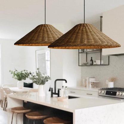 Wicker Cone Lamp Shade Hanging Rattan Pendant Light