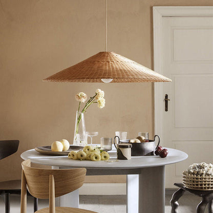 Wicker Cone Lamp Shade Hanging Rattan Pendant Light