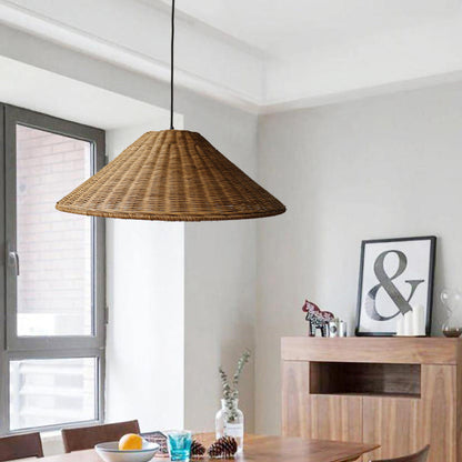 Wicker Cone Lamp Shade Hanging Rattan Pendant Light