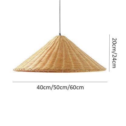 Wicker Cone Lamp Shade Hanging Rattan Pendant Light