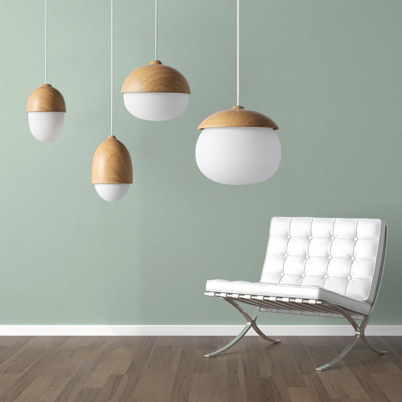 Wooden 1 Light Nut Shaped Pendant Light