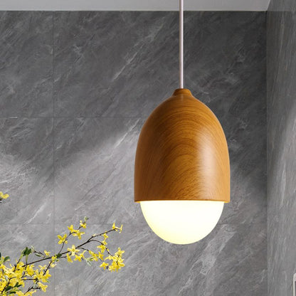 Wooden 1 Light Nut Shaped Pendant Light