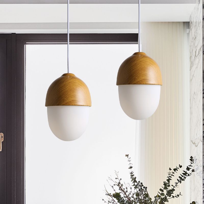 Wooden 1 Light Nut Shaped Pendant Light