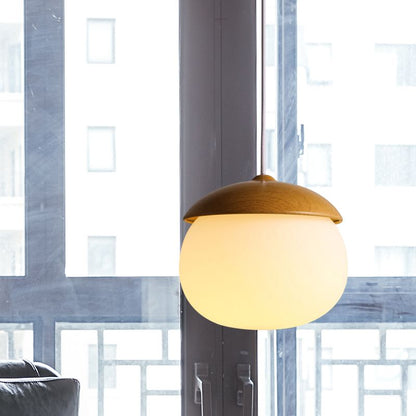 Wooden 1 Light Nut Shaped Pendant Light