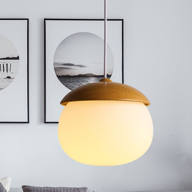 Wooden 1 Light Nut Shaped Pendant Light