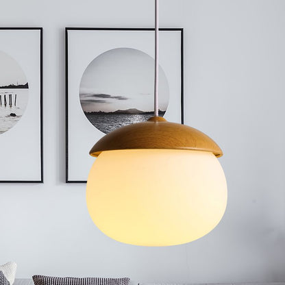 Wooden 1 Light Nut Shaped Pendant Light