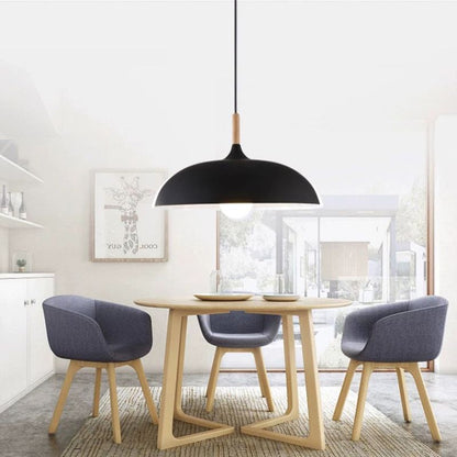 Dome Pendant Lighting Fixtures Modern Wood 1 Light