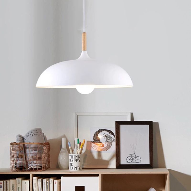 Dome Pendant Lighting Fixtures Modern Wood 1 Light