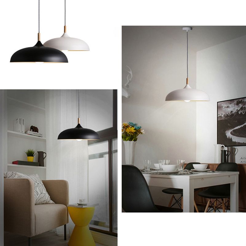 Dome Pendant Lighting Fixtures Modern Wood 1 Light