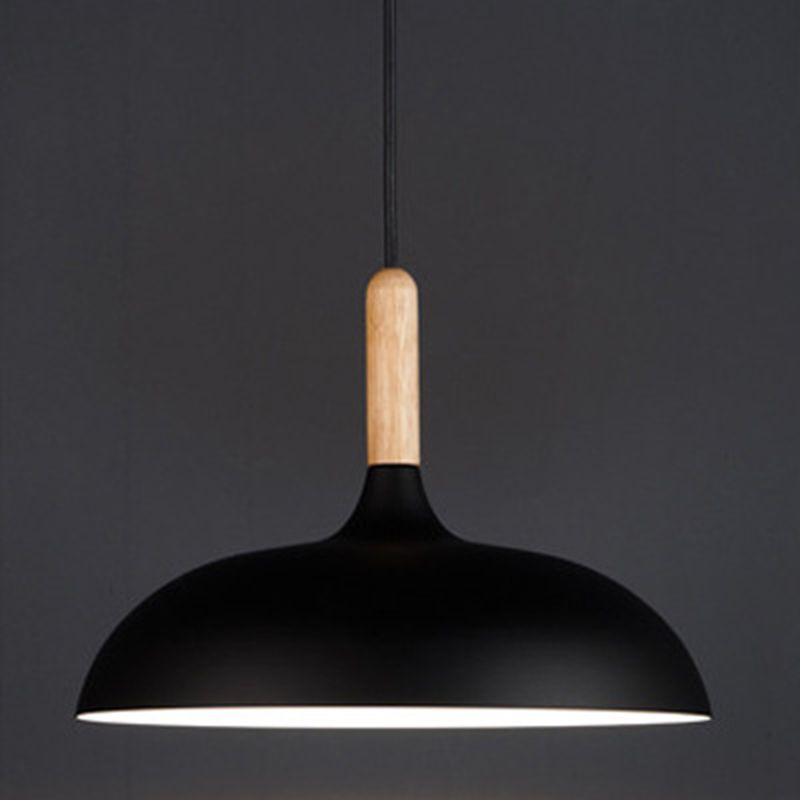 Dome Pendant Lighting Fixtures Modern Wood 1 Light