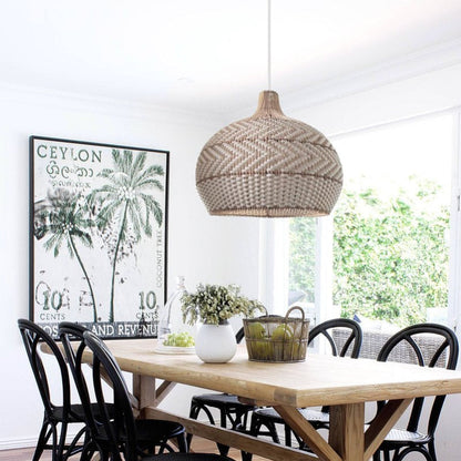 Natural Rattan Woven White Pendant Light