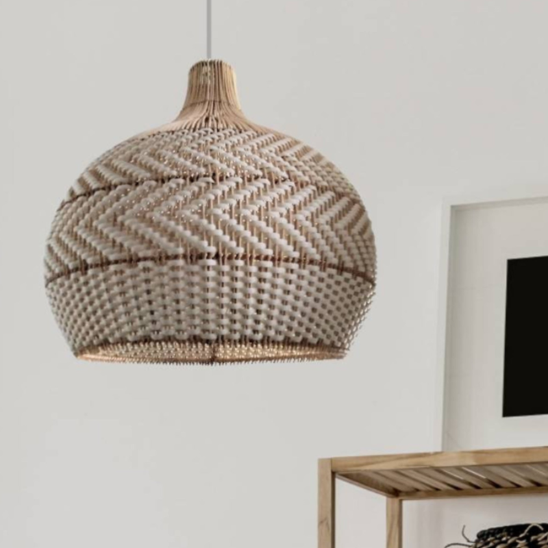 Natural Rattan Woven White Pendant Light