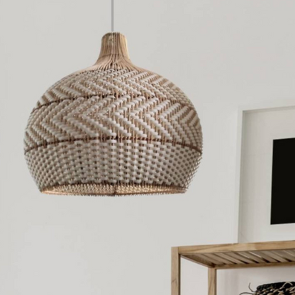 Natural Rattan Woven White Pendant Light