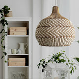 Load image into Gallery viewer, Natural Rattan Woven White Pendant Light