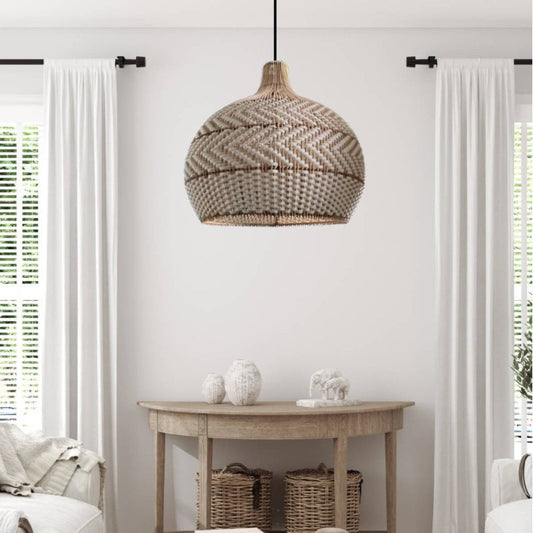 Natural Rattan Woven White Pendant Light-[Modern pendant lighting for bedroom and living space]-Demolights UK