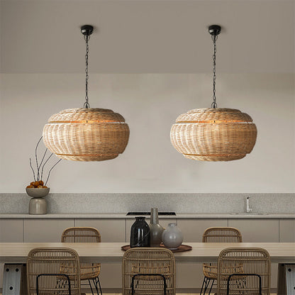 Wicker Woven Pendant Lampshades Rattan Pendant Light-[Modern pendant lighting for bedroom and living space]-Demolights UK