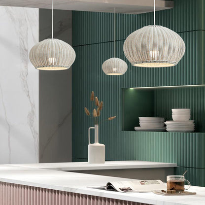 Rattan Waterproof Pendant Light For Courtyard