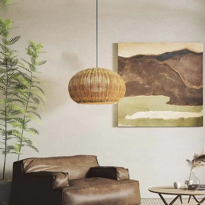 Rattan Waterproof Pendant Light For Courtyard