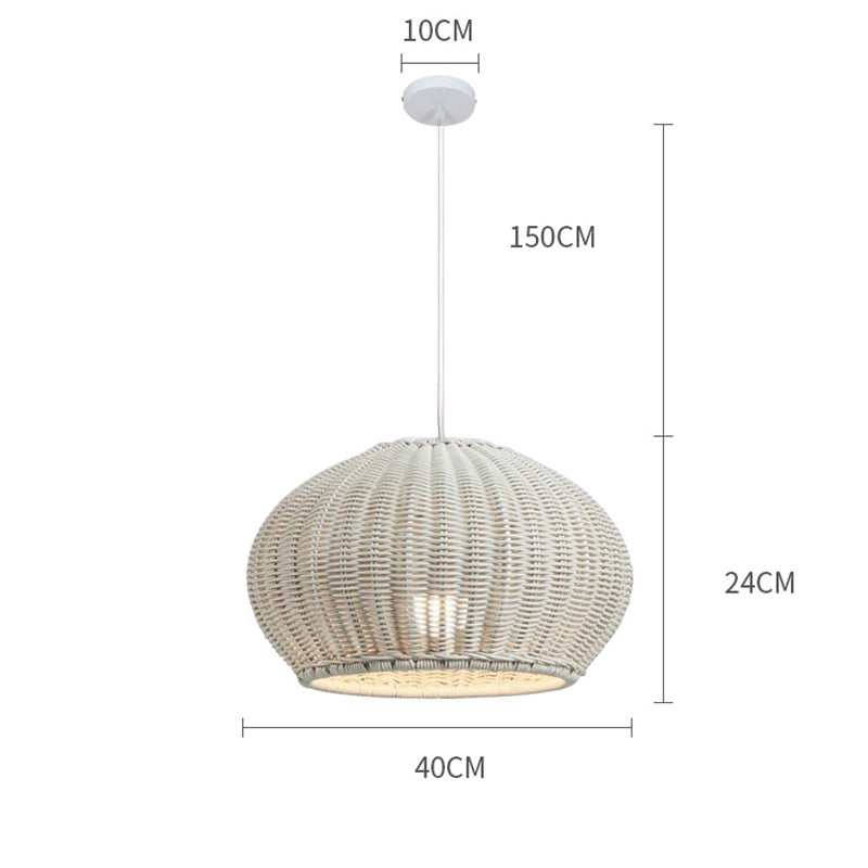 Rattan Waterproof Pendant Light For Courtyard