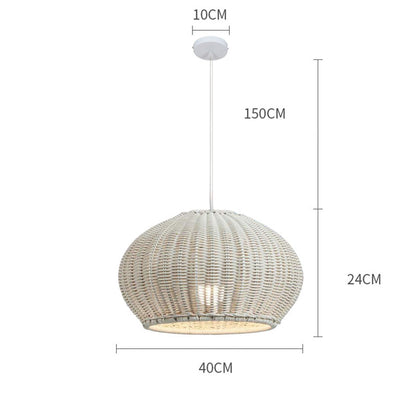 Rattan Waterproof Pendant Light For Courtyard