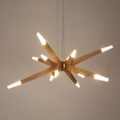 Wood Sputnik Chandelier Contemporary Pendant Light-[Modern pendant lighting for bedroom and living space]-Demolights UK