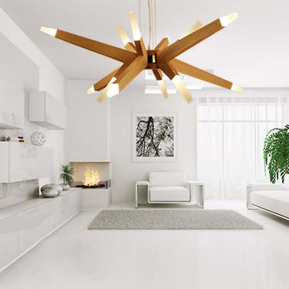 Wood Sputnik Chandelier Contemporary Pendant Light