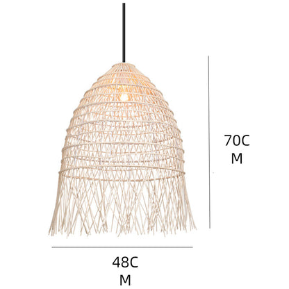 Handwoven Rattan Vertical Pendant Light