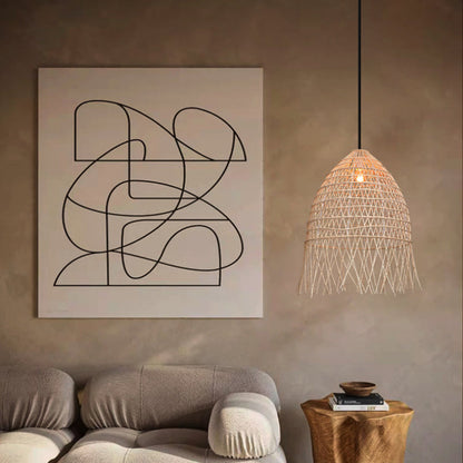 Handwoven Rattan Vertical Pendant Light