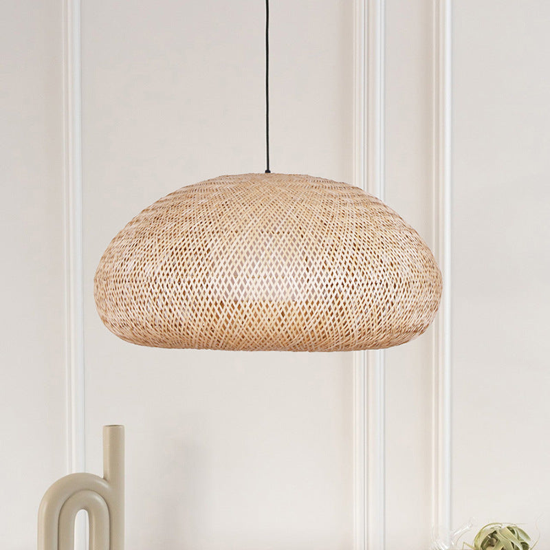 Beige Bamboo Pendant Light Handmade