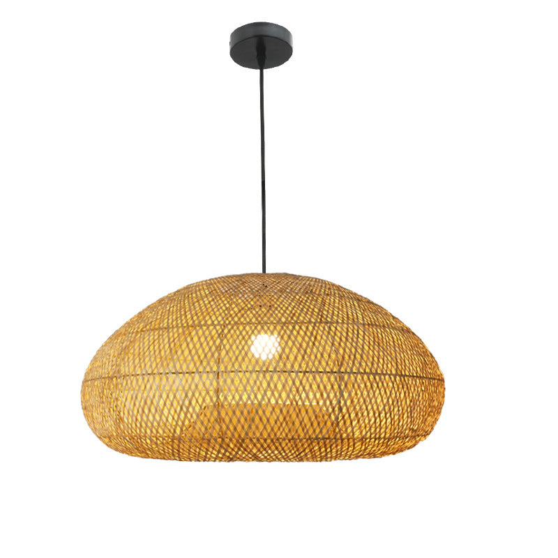 Beige Bamboo Pendant Light Handmade