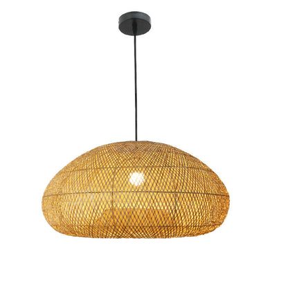 Beige Bamboo Pendant Light Handmade