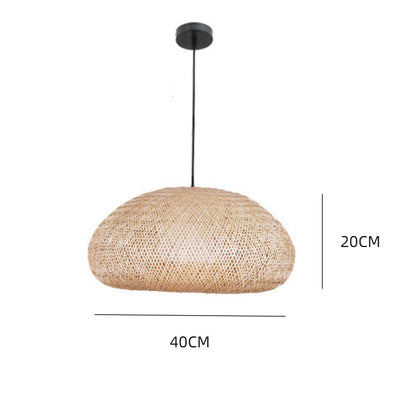 Beige Bamboo Pendant Light Handmade