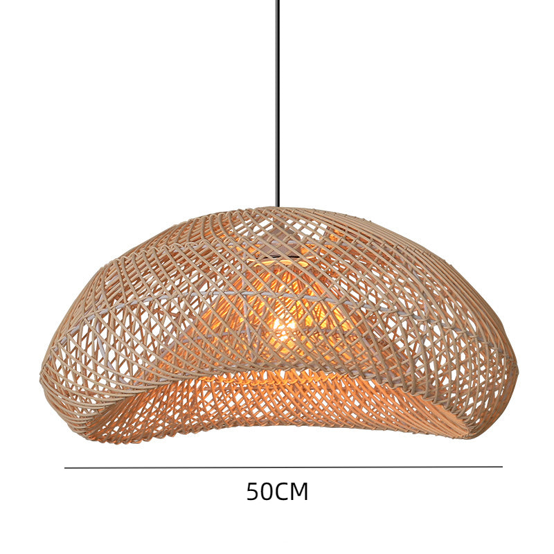 Hand-Woven Rattan Wave Pendant Light - Organic Boho Wicker Chandelier