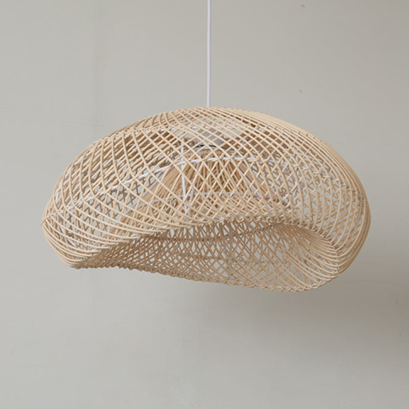 Hand-Woven Rattan Wave Pendant Light - Organic Boho Wicker Chandelier