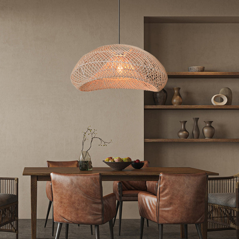 Hand-Woven Rattan Wave Pendant Light - Organic Boho Wicker Chandelier