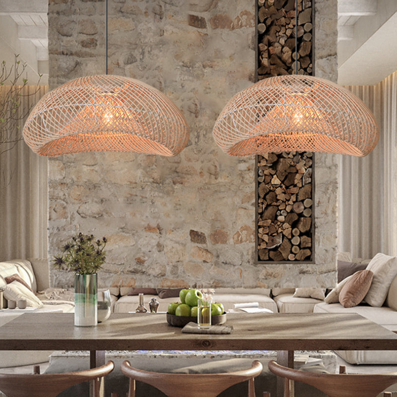 Rattan LampShade 1-Light Geometric Pendant Lights-[Modern pendant lighting for bedroom and living space]-Demolights UK