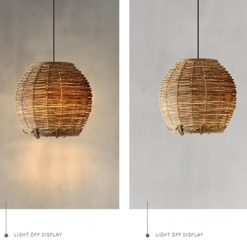 Retro Small Rattan Pendant Light for Dining Table