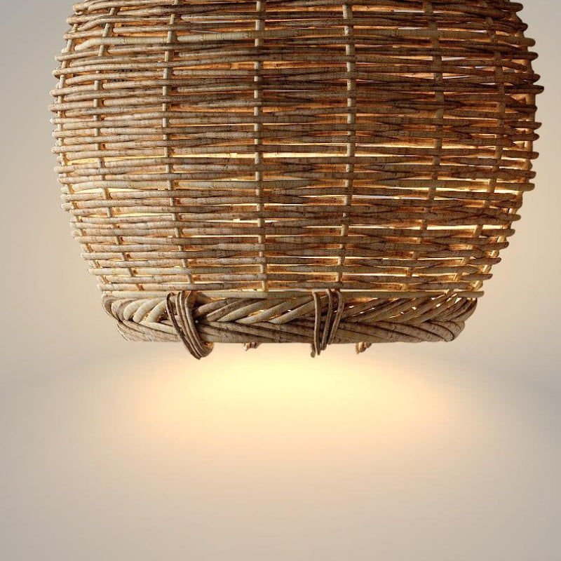 Retro Small Rattan Pendant Light for Dining Table