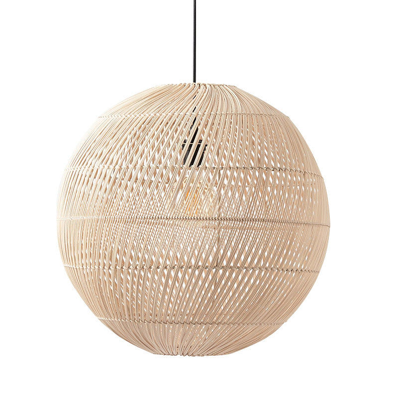 Modern Rattan Globe Pendant Light - Hand-Woven Boho Orb Chandelier