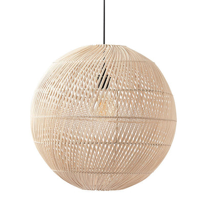 Modern Rattan Globe Pendant Light - Hand-Woven Boho Orb Chandelier