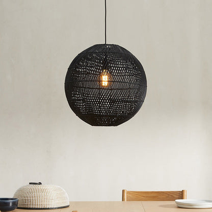 Natural Rattan Round Pendant Lampshade-[Modern pendant lighting for bedroom and living space]-Demolights UK