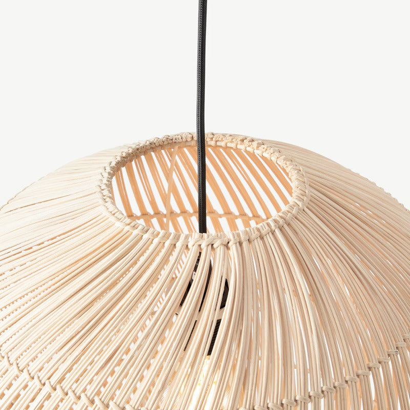 Modern Rattan Globe Pendant Light - Hand-Woven Boho Orb Chandelier