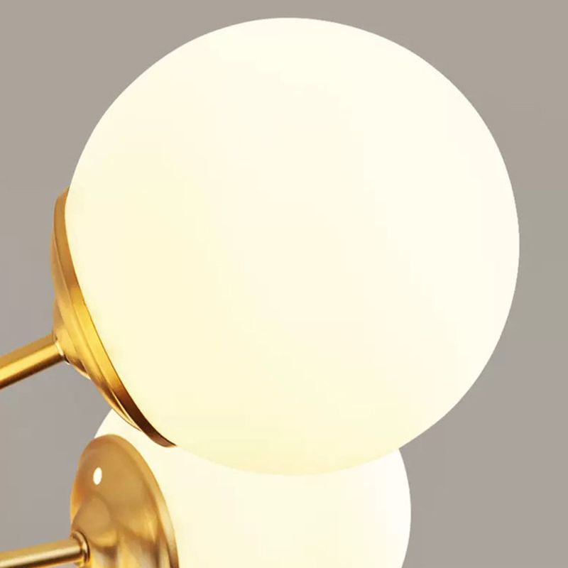 Modern Brass Sputnik Chandelier - 6-Light Opal Globe Chandelier