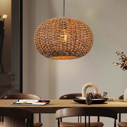 Handwoven Rattan Pendant Lights Wicker Lamp Shade-[Modern pendant lighting for bedroom and living space]-Demolights UK