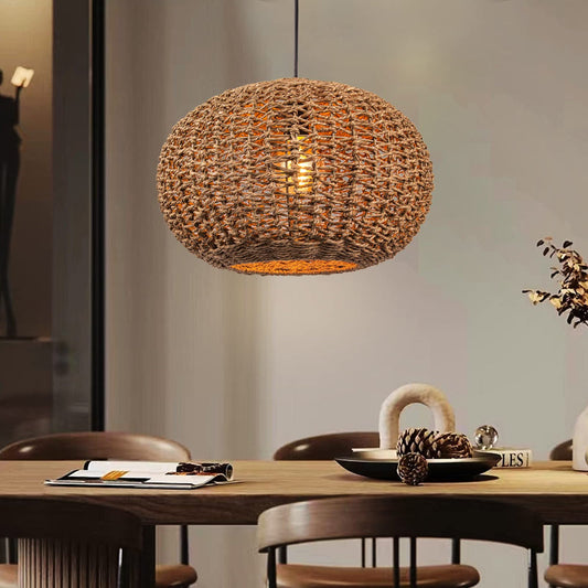 Handwoven Rattan Pendant Lights Wicker Lamp Shade-[Modern pendant lighting for bedroom and living space]-Demolights UK