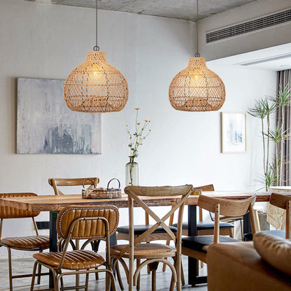 Wicker Farmhouse Kitchen Lighting Pendant Lamp Shade