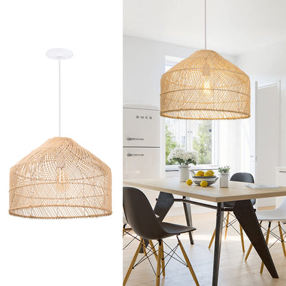 Handmade Wicker Hanging Lamp Round Ceiling Light Fixture